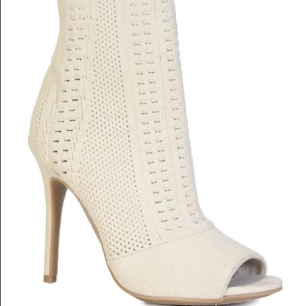 knitted open toe heels